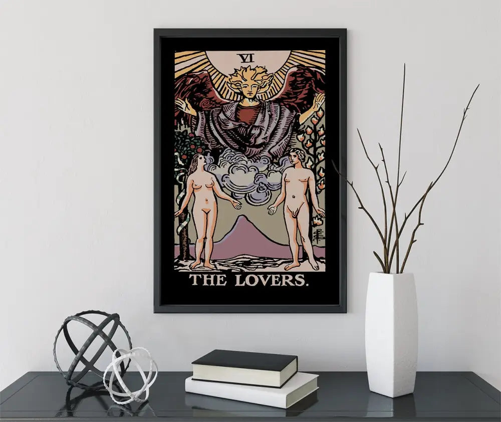 The Lovers Tarot Card Print Dark Colors Poster Unframed Wall Art For Living Room And Bedroom by My Store