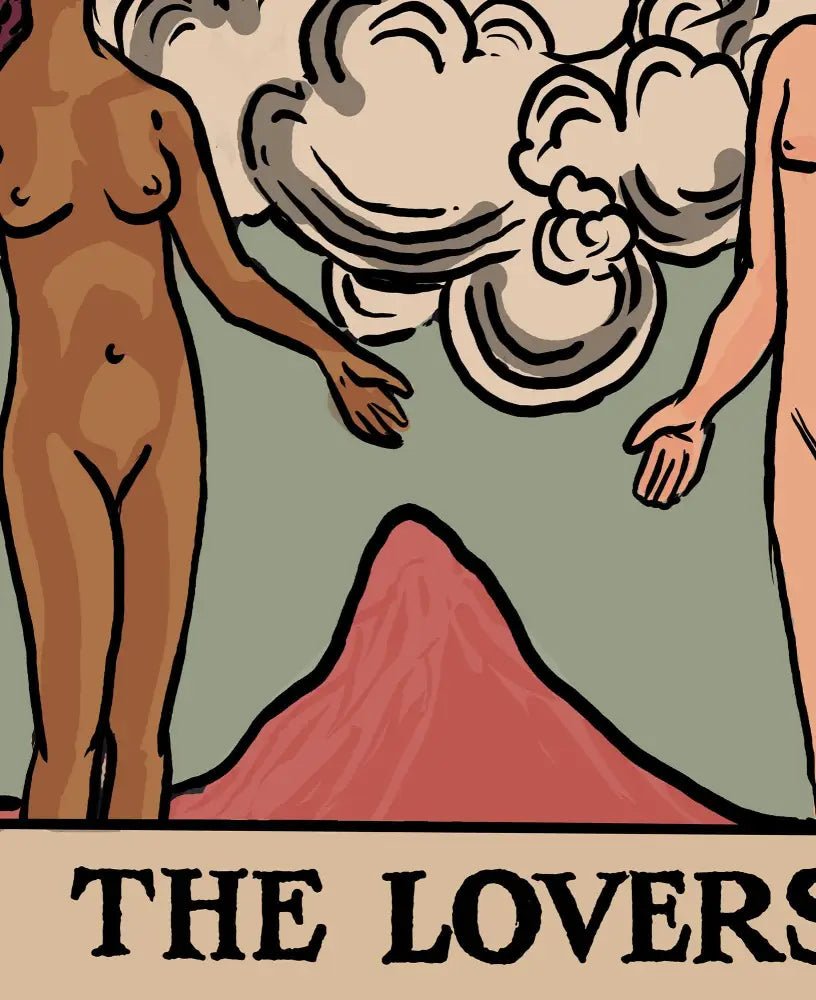 The Lovers Tarot Card Print Interracial Lovers No Frame Poster by My Store