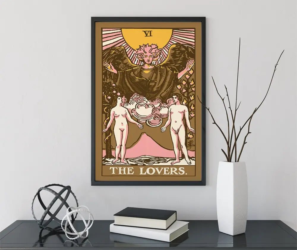 The Lovers Tarot Card Print Neapolitan Pastel Goth Poster Unframed Wall Art Decor by My Store