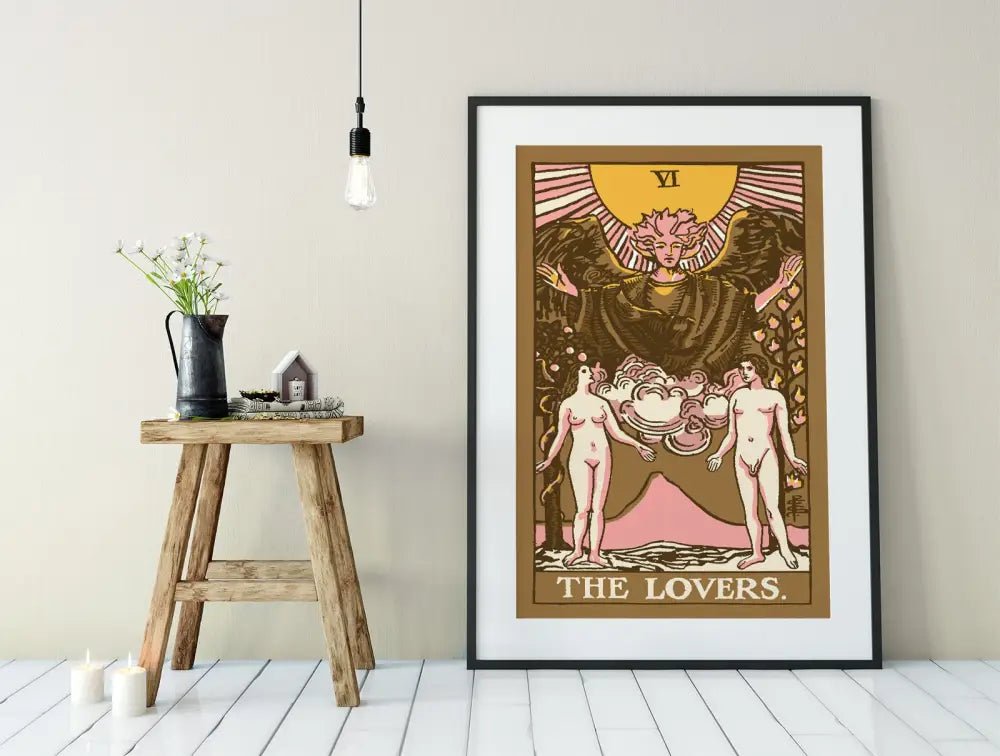 The Lovers Tarot Card Print Neapolitan Pastel Goth Poster Unframed Wall Art Decor by My Store