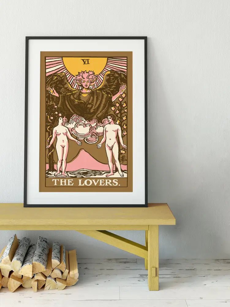 The Lovers Tarot Card Print Neapolitan Pastel Goth Poster Unframed Wall Art Decor by My Store