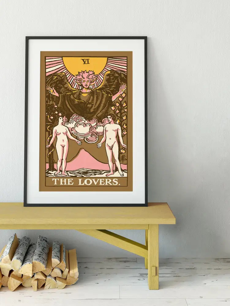 The Lovers Tarot Card Print Neapolitan Pastel Goth Poster Unframed Wall Art Decor by My Store
