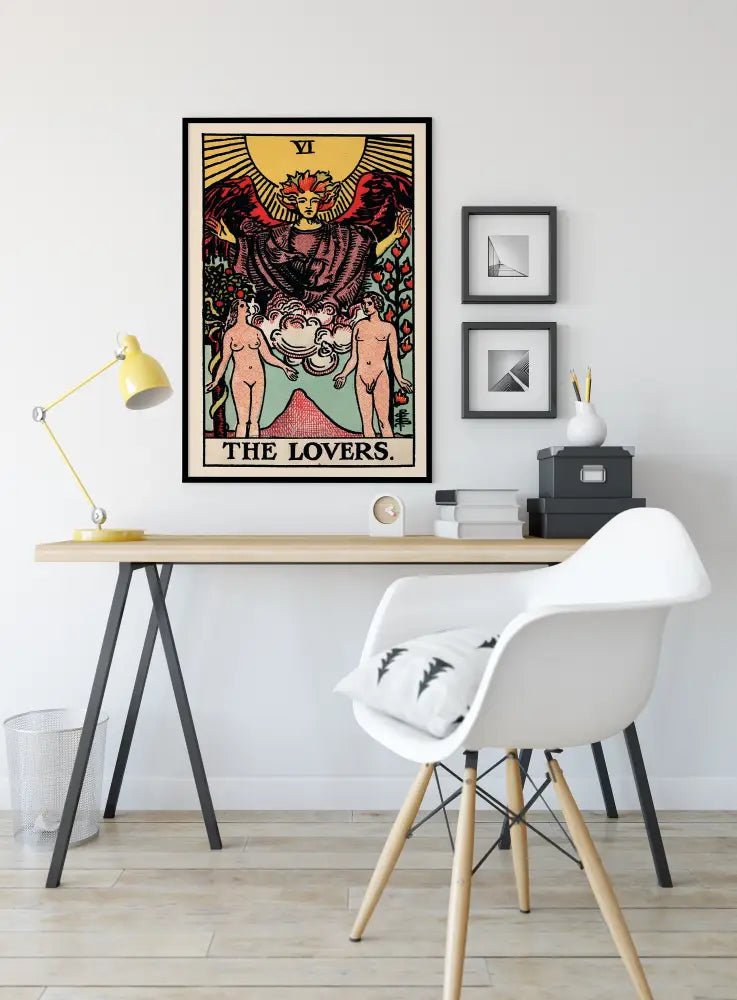 The Lovers Tarot Card Print No Frame Poster Elegant Tarot Art For Your Living Room Decor by My Store