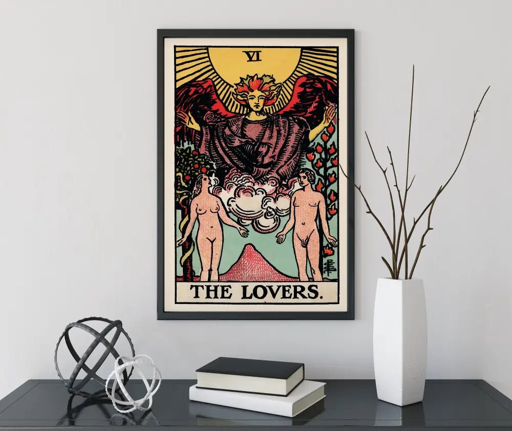 The Lovers Tarot Card Print No Frame Poster Elegant Tarot Art For Your Living Room Decor by My Store
