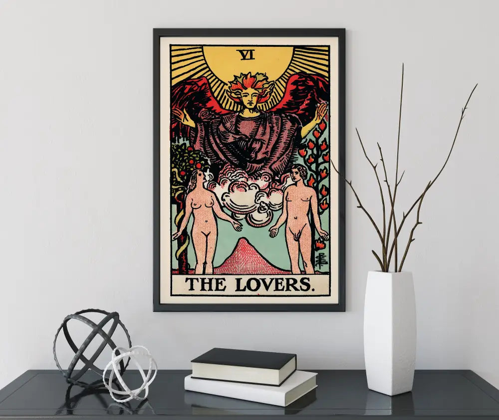 The Lovers Tarot Card Print No Frame Poster Elegant Tarot Art For Your Living Room Decor by My Store