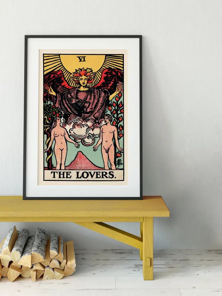 The Lovers Tarot Card Print No Frame Poster Elegant Tarot Art For Your Living Room Decor by My Store