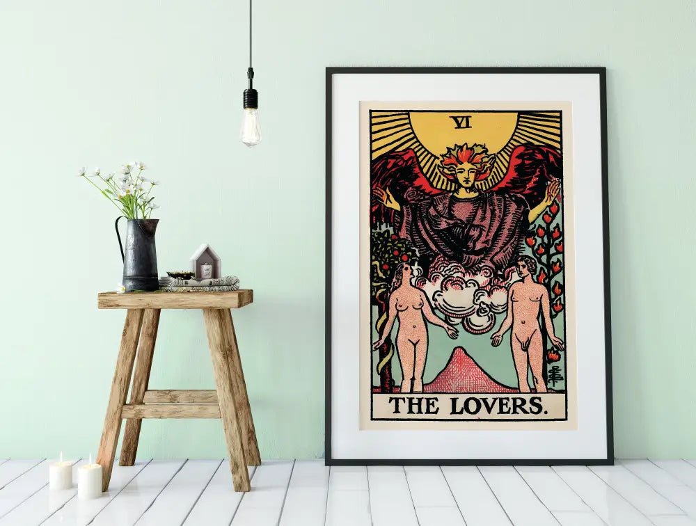 The Lovers Tarot Card Print No Frame Poster Elegant Tarot Art For Your Living Room Decor by My Store