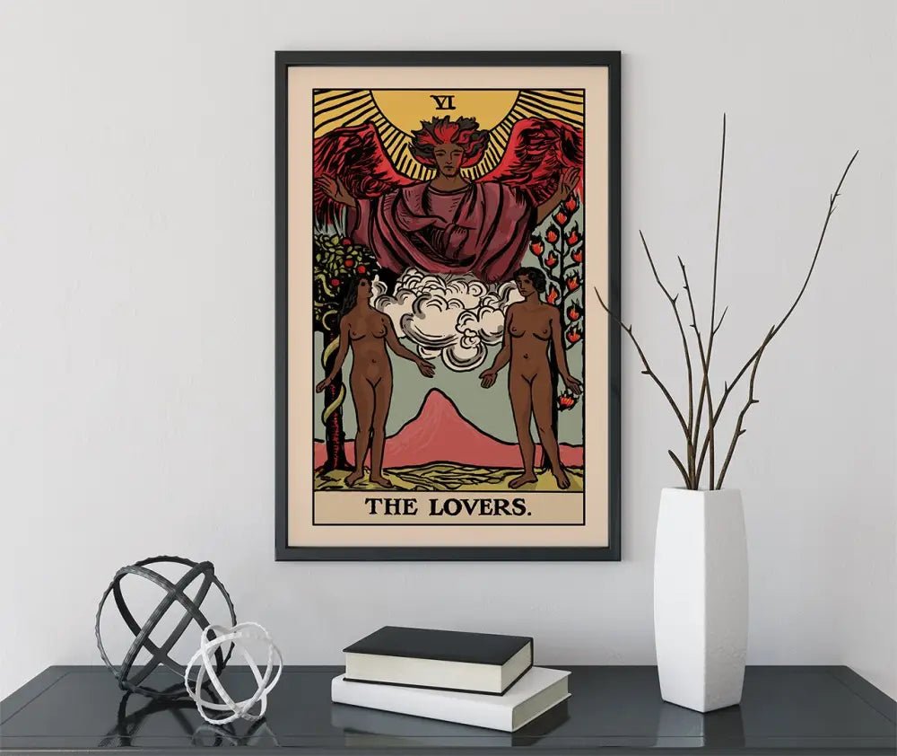 The Lovers Tarot Card Print Two Black Women Lovers Poster No Frame by My Store