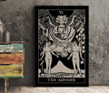 The Lovers Tarot Card Print Two Women Lovers Black Poster No Frame Wall Art Decor by My Store