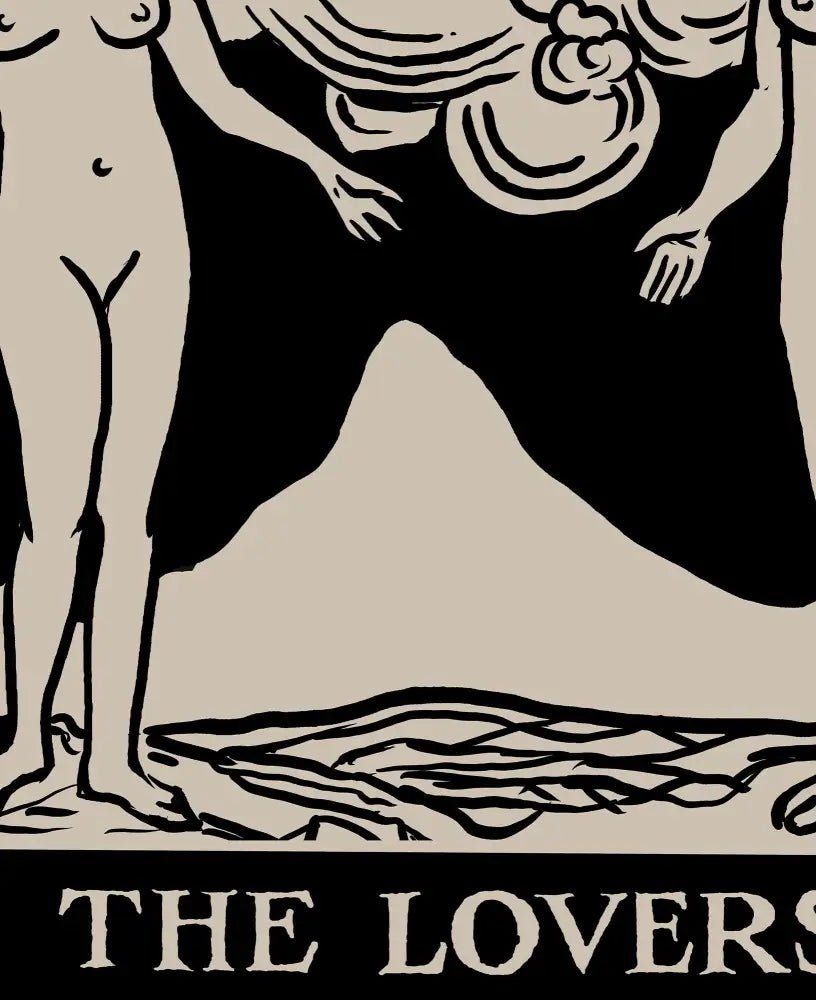 The Lovers Tarot Card Print Two Women Lovers Black Poster No Frame Wall Art Decor by My Store