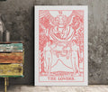 The Lovers Tarot Card Print Two Women Pink and White No Frame by My Store