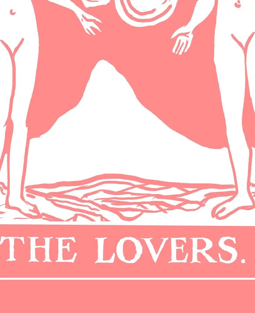 The Lovers Tarot Card Print Two Women Pink and White No Frame by My Store