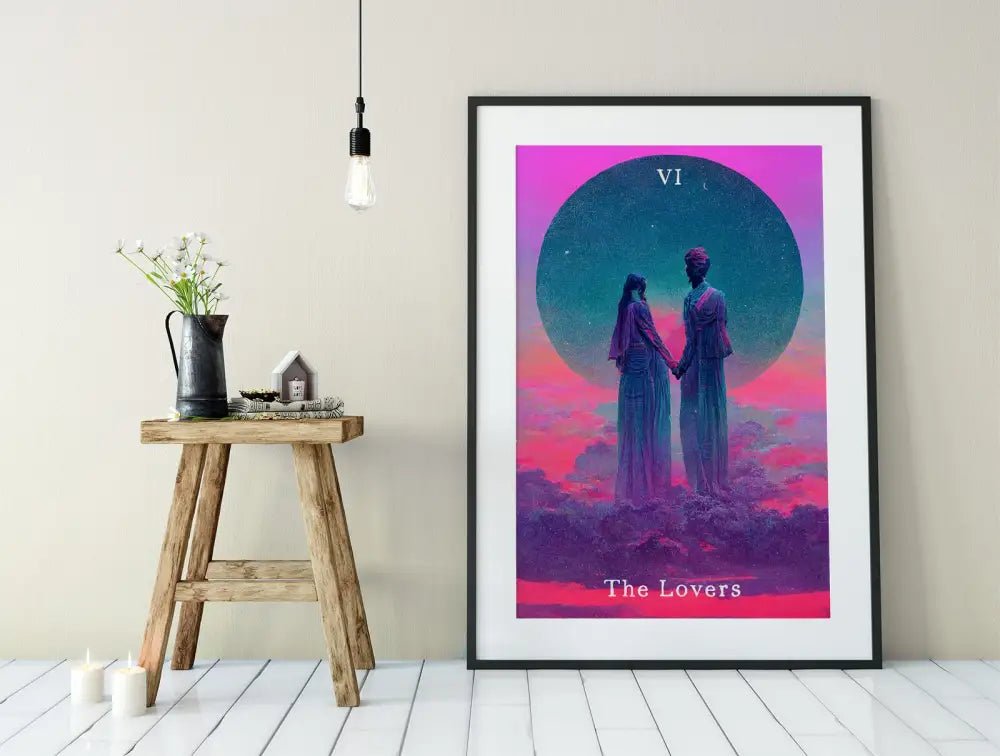 The Lovers Tarot Card Print Vaporwave Poster No Frame by My Store