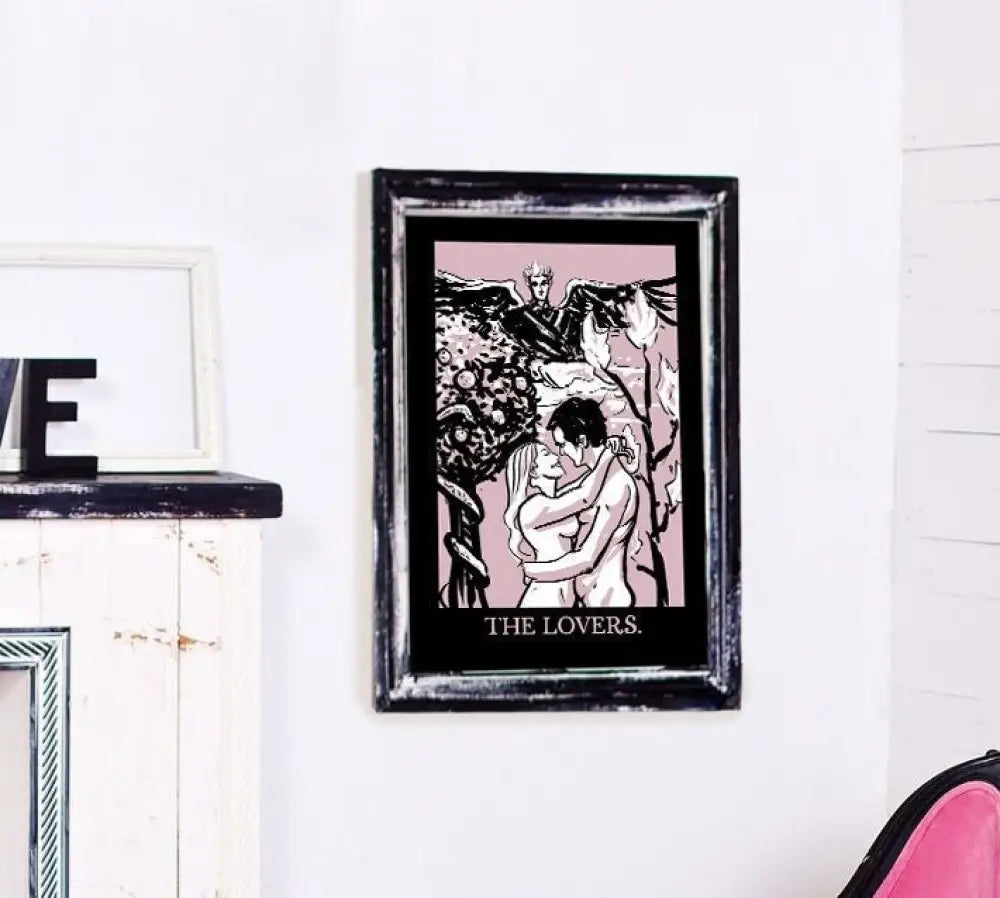 The Lovers Tarot Print: Goth Pastel Art Poster by DesignBohemian