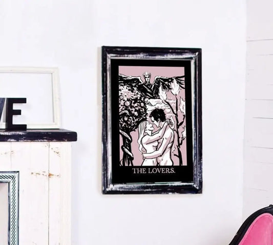 The Lovers Tarot Print: Goth Pastel Art Poster by DesignBohemian