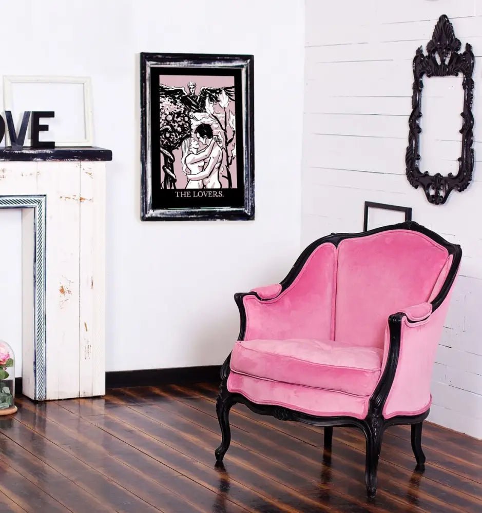 The Lovers Tarot Print: Goth Pastel Art Poster by DesignBohemian
