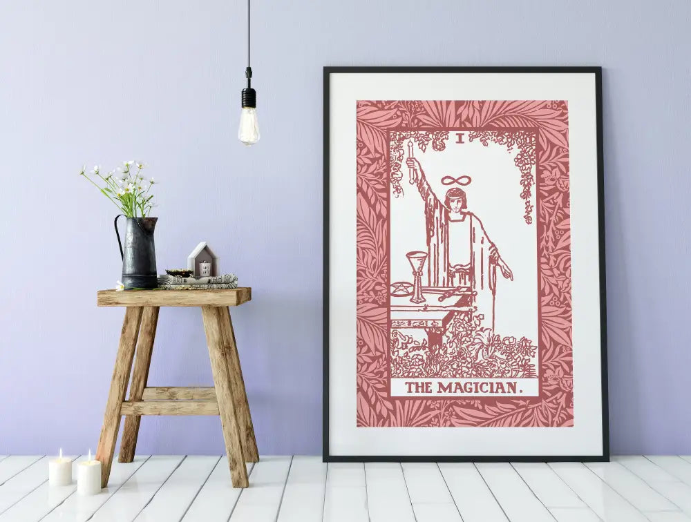 The Magician Pink Tarot Card Print No Frame Poster For Home Office Decor And Manifestation by My Store