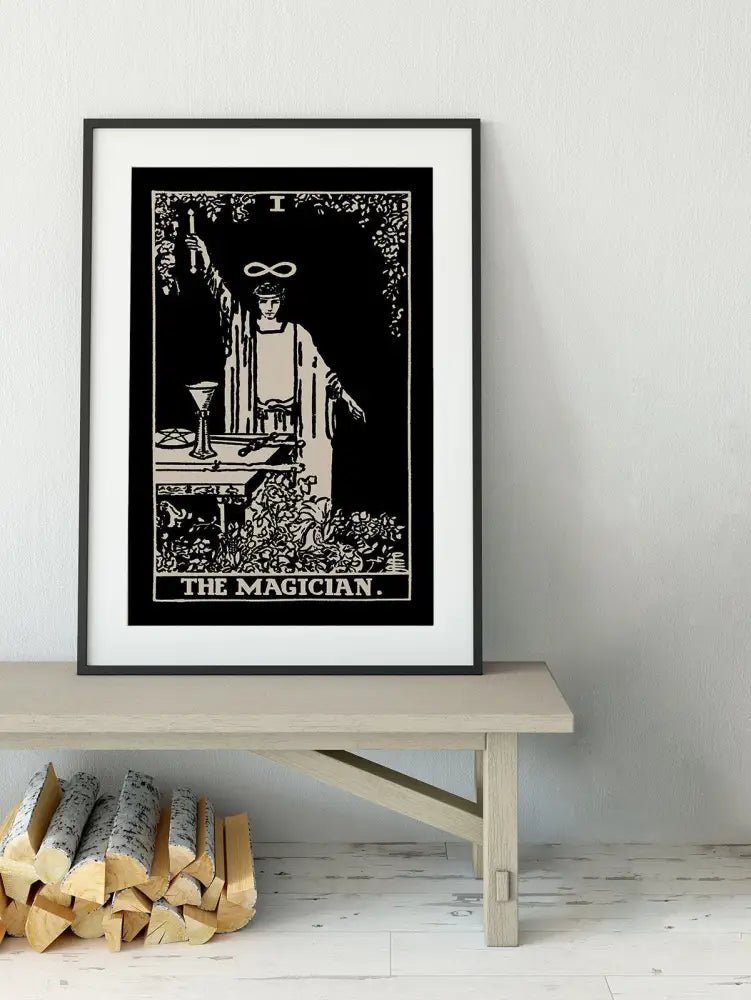 The Magician Tarot Card Print Black Poster No Frame Wall Decor For Spiritual Home by My Store