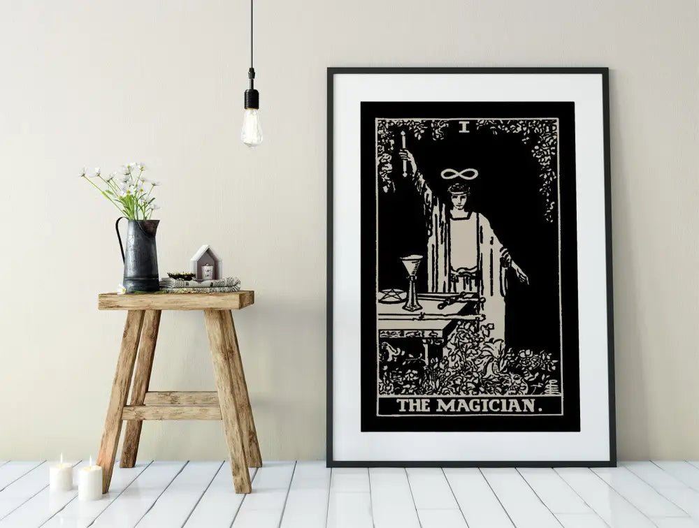 The Magician Tarot Card Print Black Poster No Frame Wall Decor For Spiritual Home by My Store