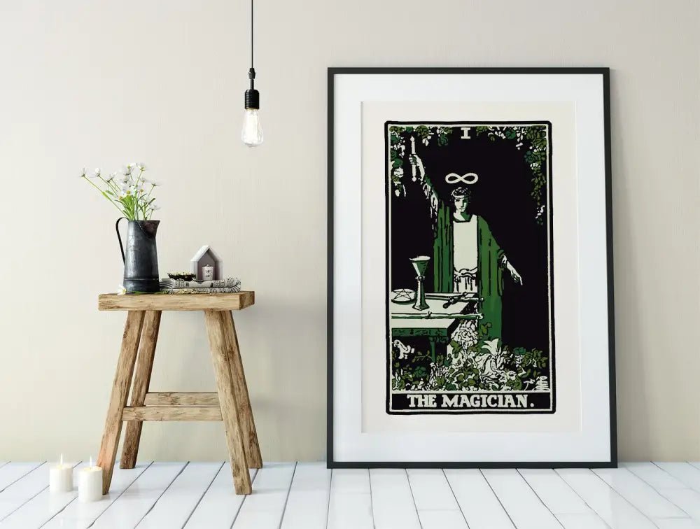 The Magician Tarot Card Print Emerald Green And Black Poster by My Store