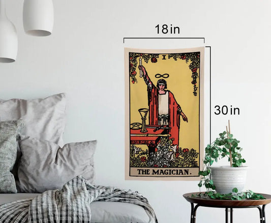 The Magician Tarot Card Tapestry Rider Waite Full Card Wall Art For Manifestation And Mystic Decor by My Store