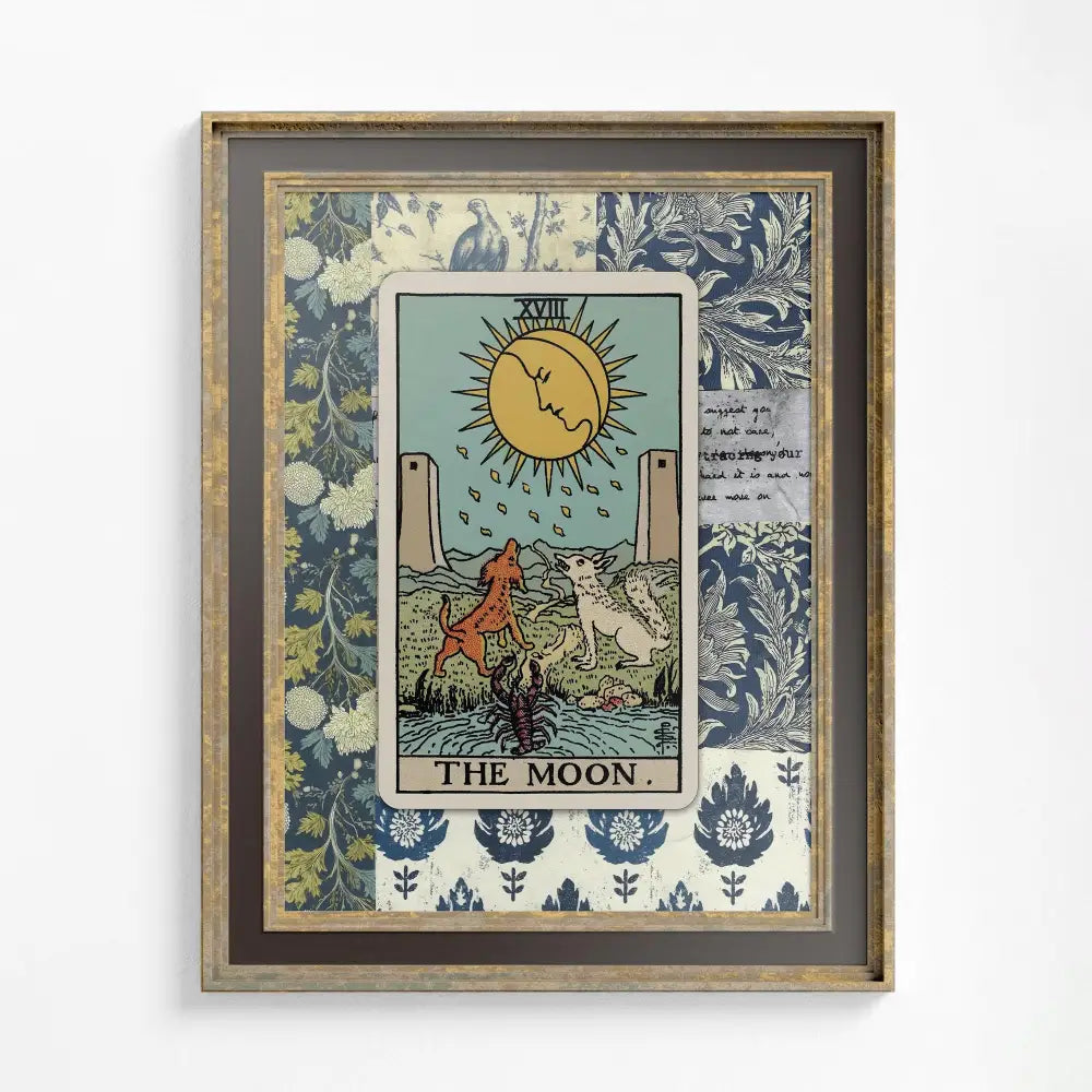 The Moon Collage - Tarot Card Print: The Moon, Vintage Art Poster