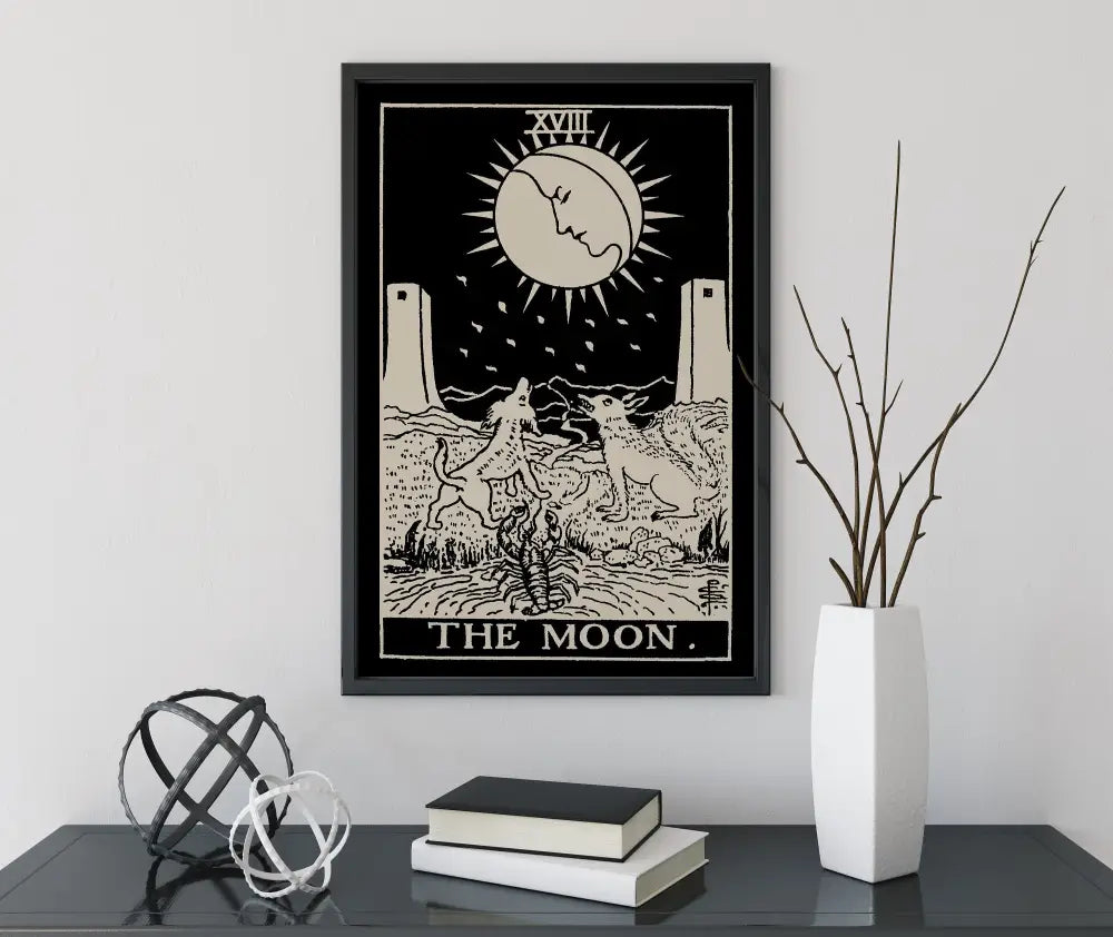The Moon Tarot Card Print Black Poster No Frame by My Store