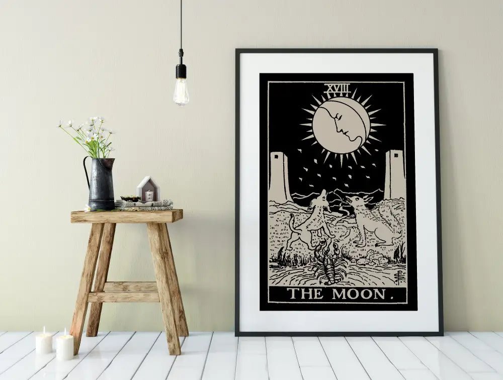The Moon Tarot Card Print Black Poster No Frame by My Store