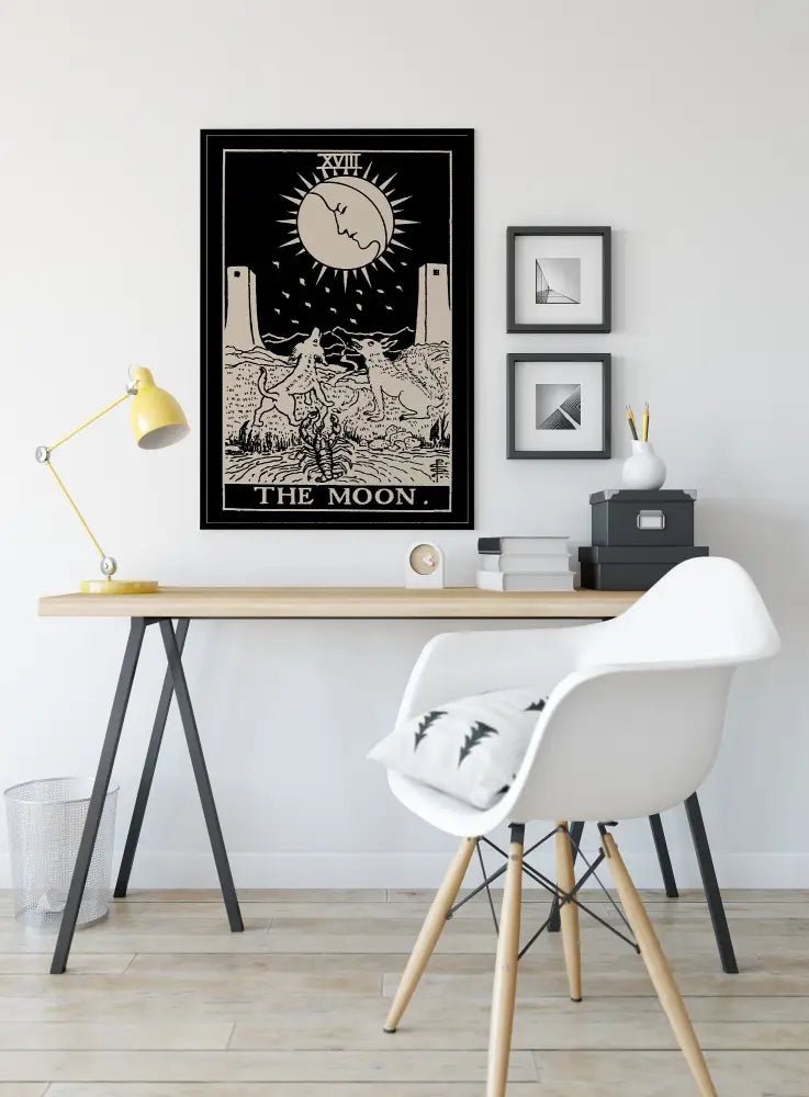 The Moon Tarot Card Print Black Poster No Frame by My Store