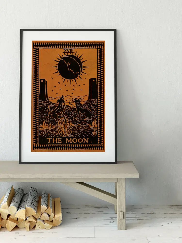 The Moon Tarot Card Print in Terracotta: Mystic Unframed Wall Art Poster for Elegant Home Decor by My Store