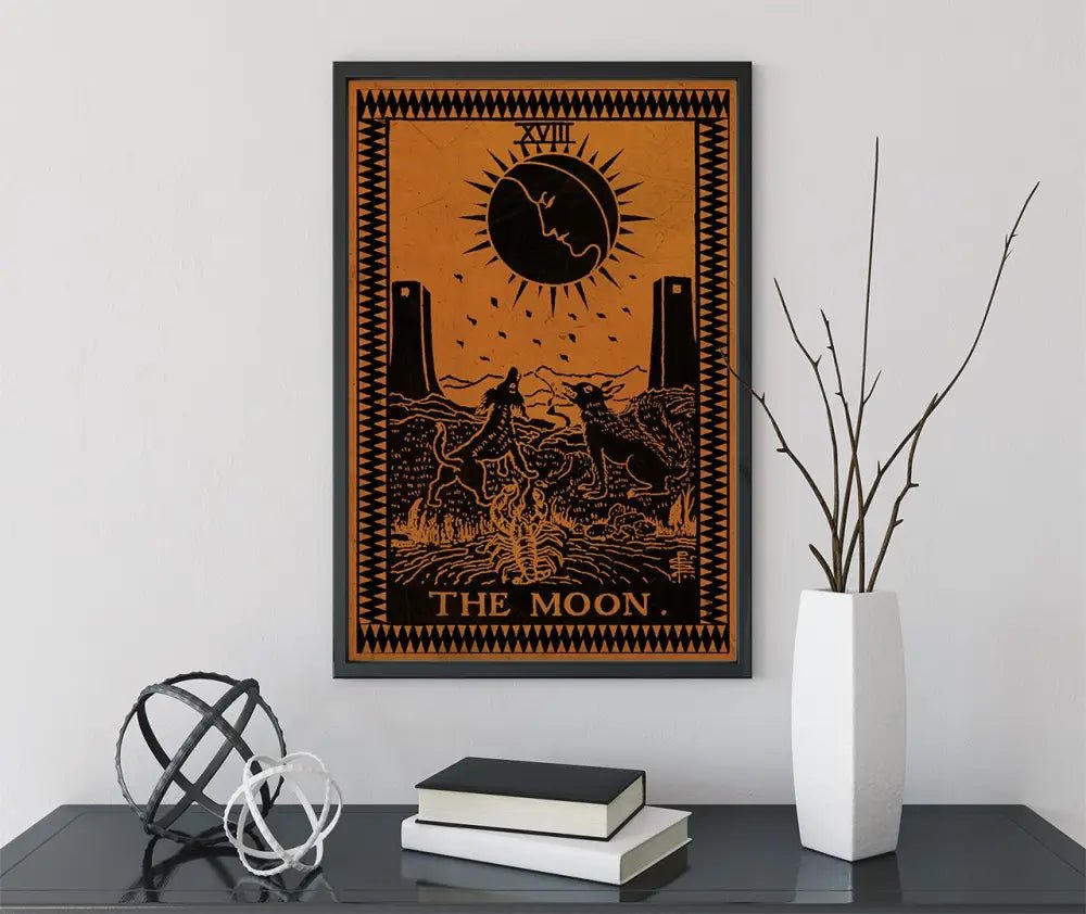 The Moon Tarot Card Print in Terracotta: Mystic Unframed Wall Art Poster for Elegant Home Decor by My Store