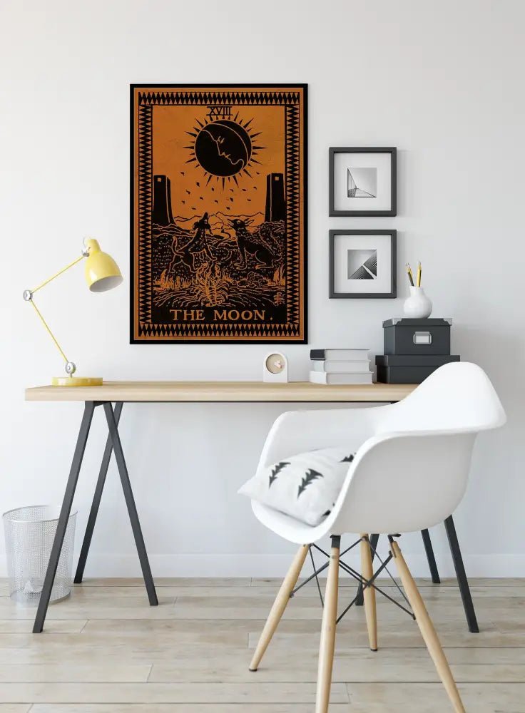 The Moon Tarot Card Print in Terracotta: Mystic Unframed Wall Art Poster for Elegant Home Decor by My Store