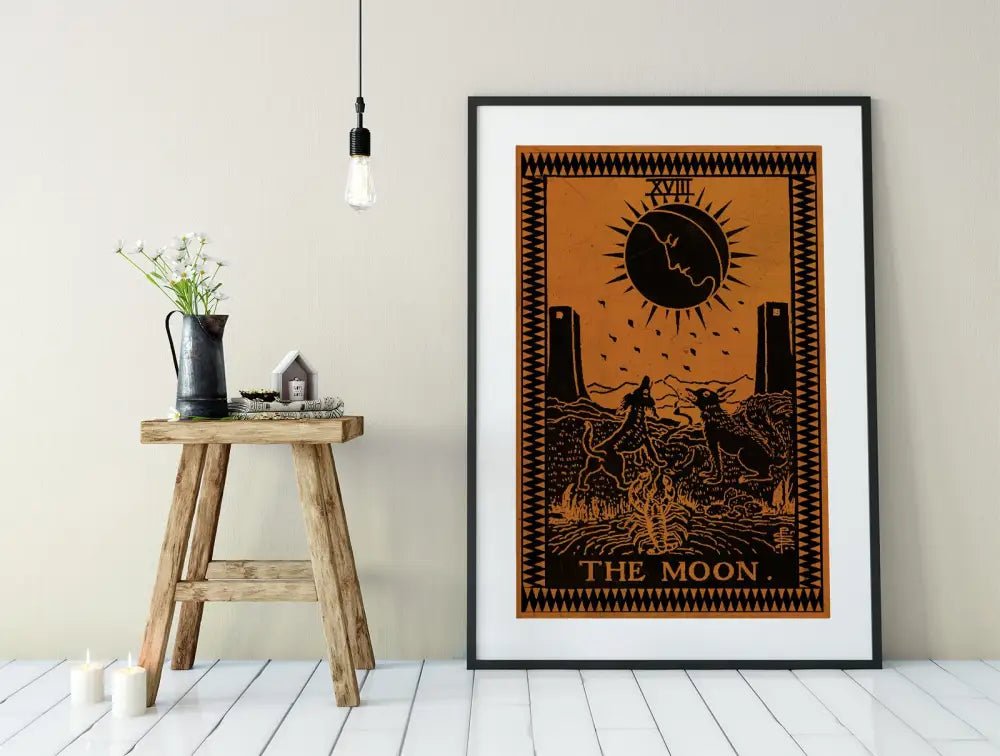The Moon Tarot Card Print in Terracotta: Mystic Unframed Wall Art Poster for Elegant Home Decor by My Store