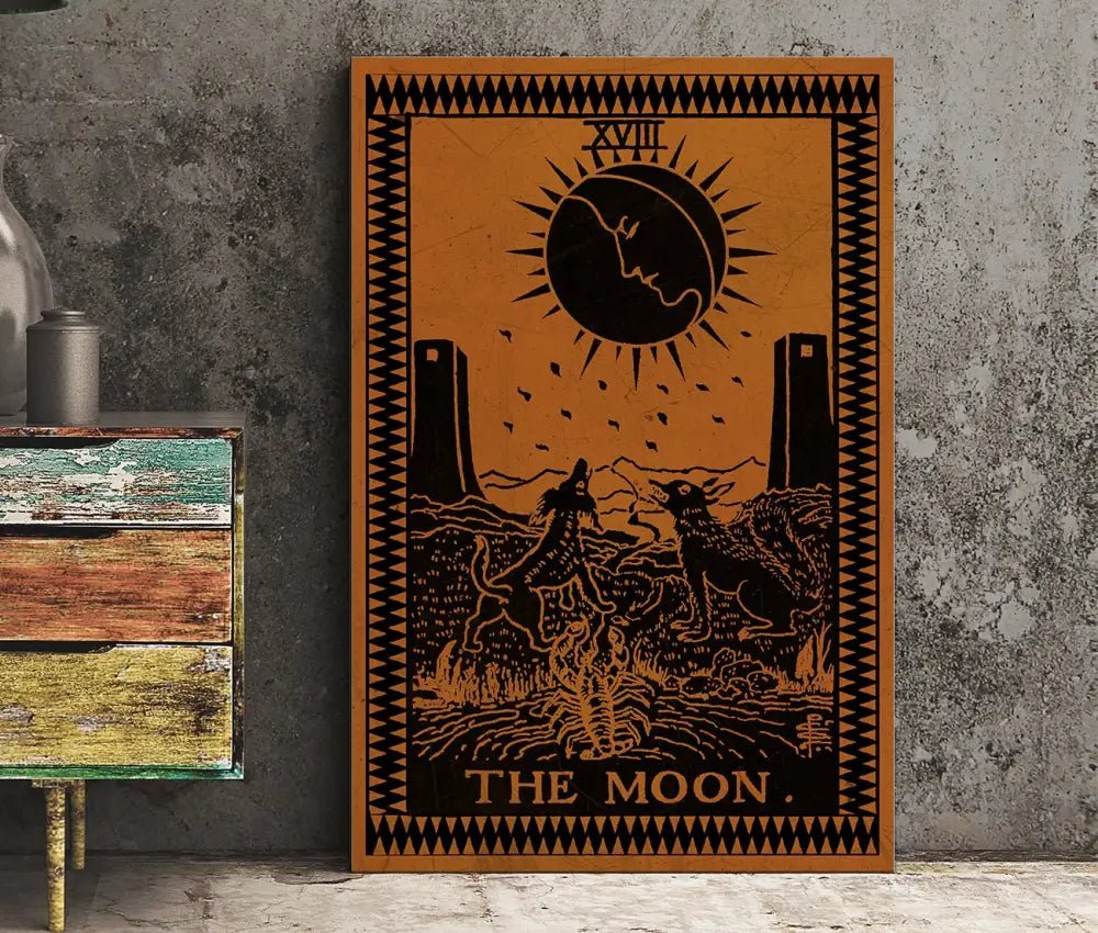 The Moon Tarot Card Print in Terracotta: Mystic Unframed Wall Art Poster for Elegant Home Decor by My Store