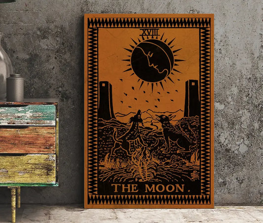 The Moon Tarot Card Print in Terracotta: Mystic Unframed Wall Art Poster for Elegant Home Decor by My Store
