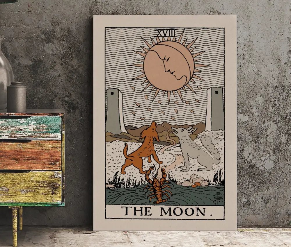 The Moon Tarot Card Print Neutral Vibe Poster Eclectic Art by My Store