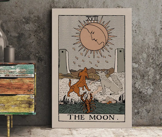 The Moon Tarot Card Print Neutral Vibe Poster Eclectic Art by My Store