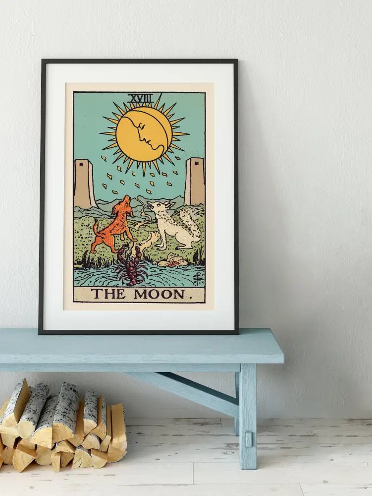 The Moon Tarot Card Print No Frame Poster The Moon Artwork For Mystic Decor And Dreamy Night Ambiance by My Store