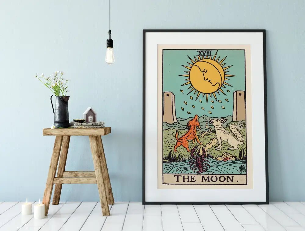 The Moon Tarot Card Print No Frame Poster The Moon Artwork For Mystic Decor And Dreamy Night Ambiance by My Store