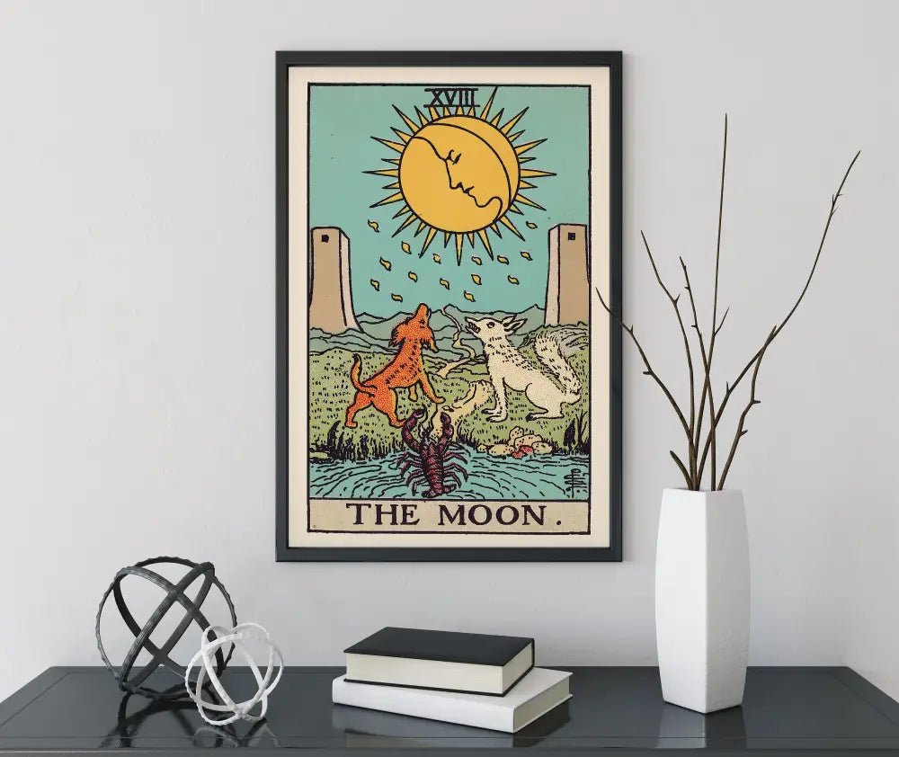 The Moon Tarot Card Print No Frame Poster The Moon Artwork For Mystic Decor And Dreamy Night Ambiance by My Store