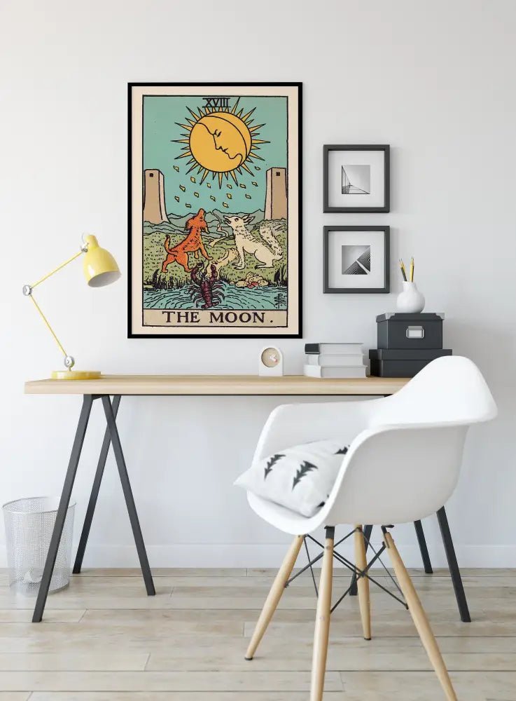 The Moon Tarot Card Print No Frame Poster The Moon Artwork For Mystic Decor And Dreamy Night Ambiance by My Store