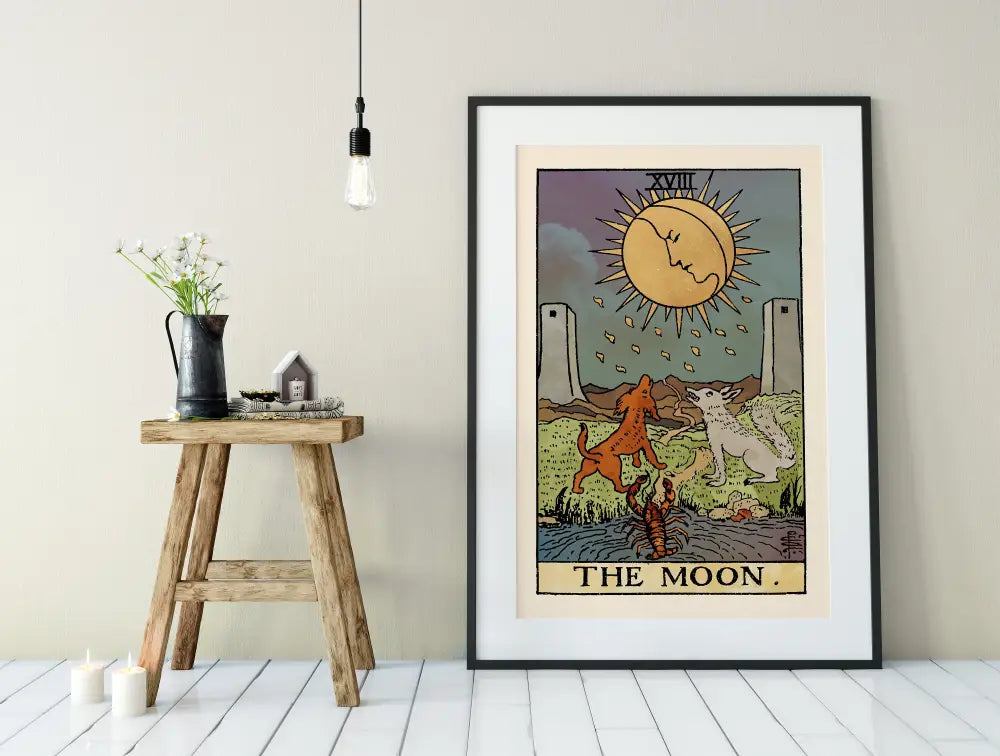 The Moon Tarot Card Watercolor Poster Print No Frame Wall Art For Mystic Home Decor by My Store