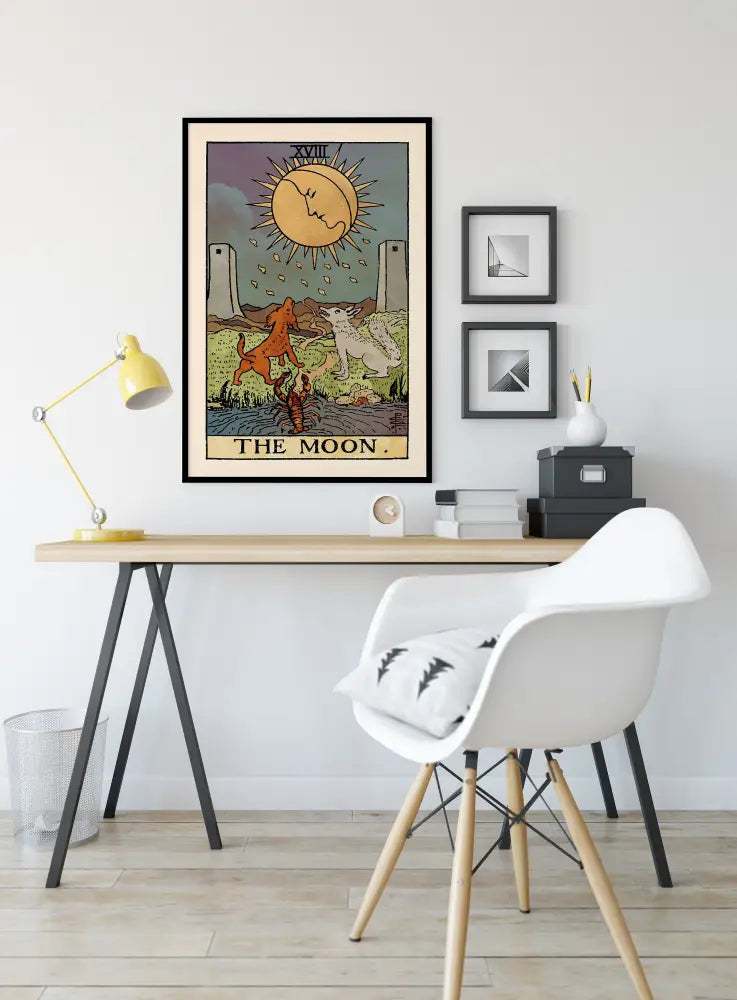 The Moon Tarot Card Watercolor Poster Print No Frame Wall Art For Mystic Home Decor by My Store