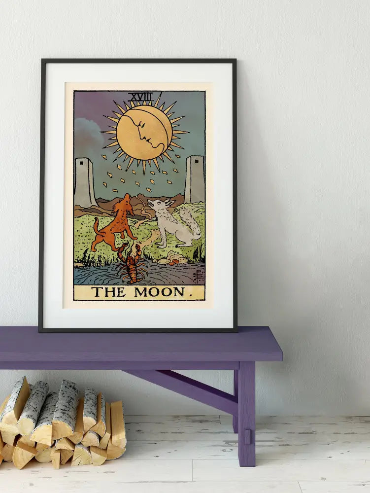 The Moon Tarot Card Watercolor Poster Print No Frame Wall Art For Mystic Home Decor by My Store