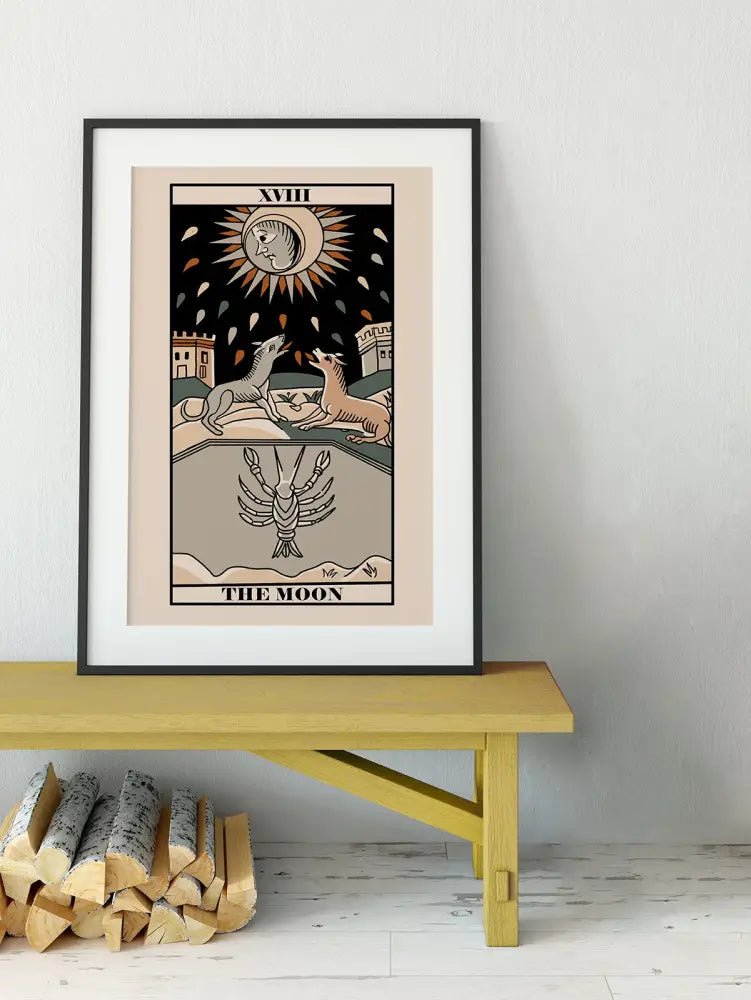 The Moon Tarot de Marseille Card Print Neutral Vibe Poster Wall Art for Modern Interiors by My Store
