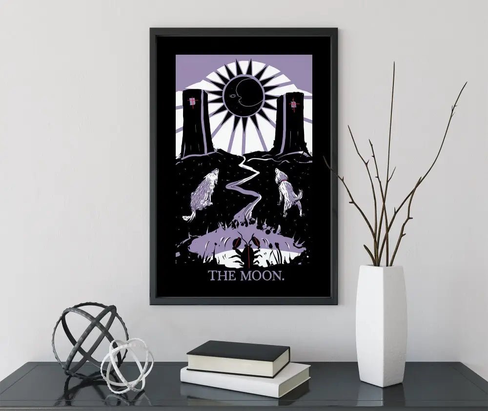 The Moon Tarot Print Gothic Purple Pastel Poster For Modern Wall Decor Customizable by DesignBohemian