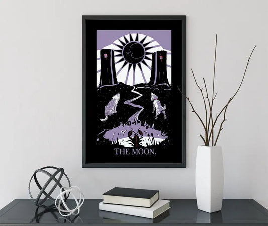 The Moon Tarot Print Gothic Purple Pastel Poster For Modern Wall Decor Customizable by DesignBohemian