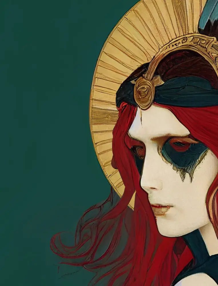 The Morrigan Warrior Goddess Poster in Mucha Style Unframed by My Store