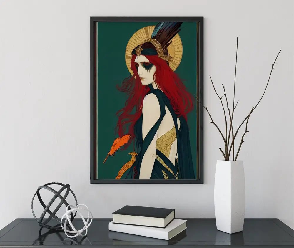 The Morrigan Warrior Goddess Poster in Mucha Style Unframed by My Store