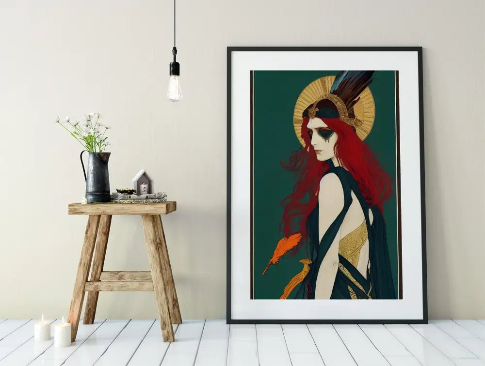 The Morrigan Warrior Goddess Poster in Mucha Style Unframed by My Store